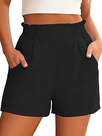 Visit the ANRABESS Store ANRABESS Shorts for Women Summer Casual Elastic High Waisted Wide Leg Cute Dressy 2026 Vacation Beach Clothes
