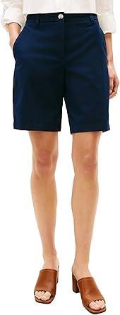 Visit the Tommy Hilfiger Store Tommy Hilfiger Women's Mid Rise 9" Chino Shorts with Stretch Bermuda Shorts
