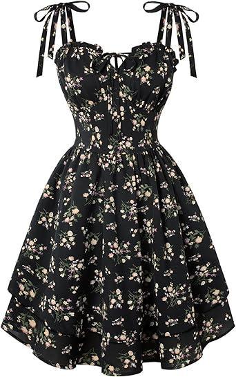 Visit the Scarlet Darkness Store Scarlet Darkness Floral Mini Dress for Women Teens Summer 2026 Fairy Corset Sundress Graduation Dresses