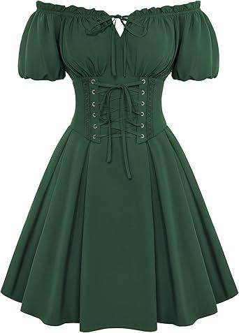 Visit the Scarlet Darkness Store Scarlet Darkness Renaissance Costume Women Corset Dress Midi Off Shoulder Fairy Dresses
