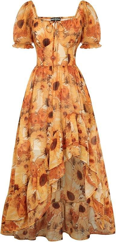Visit the Scarlet Darkness Store Scarlet Darkness Corset Dresses for Women Summer 2026 Floral Wedding Guest Chiffon Sundress