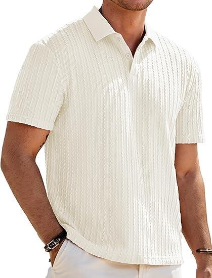 Visit the JMIERR Store JMIERR Mens Casual Polo Shirt Summer Short Sleeve Vacation Button Beach Knit Stretchy Golf Shirts
