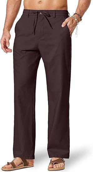 Visit the COOFANDY Store COOFANDY Men's Cotton Linen Pants [Relaxed Fit] Casual Drawstring Dress Pants Beach Summer Lightweight Trousers