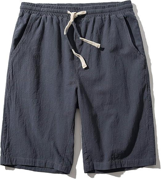 Brand: SIR7 SIR7 Men's Linen Casual Classic Fit 11 Inch Inseam Elastic Waist Shorts with Drawstring