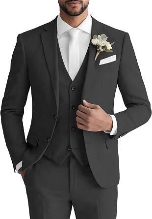 Visit the LAYEREDJPXZV Store 3 Piece Linen Men's Suit Slim Fit Summer Beach Wedding Suits for Groom Single Breasted Blazer Vest Pant Set