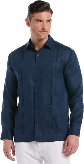 Visit the Cubavera Store Cubavera Men's 100% Linen Four-Pocket Long Sleeve Guayabera Shirt, Pintuck Detail, Relaxed Fit (Available in Big & Tall)