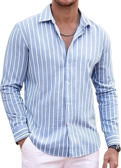 Visit the Alex Vando Store Alex Vando Mens Linen Long Sleeve Casual Button Down Shirt for Men Beach Wedding Shirts