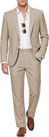 Visit the MAGE MALE Store MAGE MALE Men's 2 Piece Linen Suits Casual Lightweight Blazer Jackets and Pants for Wedding Business Prom
