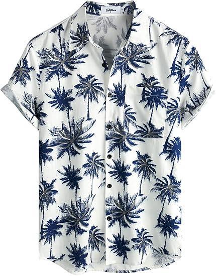 Visit the VATPAVE Store VATPAVE Mens Hawaiian Floral Shirts Cotton Linen Casual Button Down Short Sleeve Beach Shirts