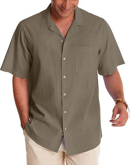 Visit the Alimens & Gentle Store Alimens & Gentle Mens Linen Shirts Cotton Hawaiian Shirts Short Sleeve Button Down Shirts Casual Summer Beach Tops