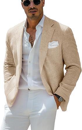 Visit the QINYNMU Store Blazer for Men Casual Cotton Linen Sport Coat Two Button Regular Fit Suit Jackets for Travel