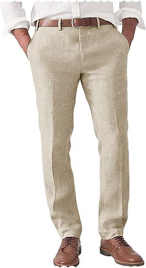 Brand: YINGBOFU Men's Slim Fit Linen Blend Dress Pants Casual Lightweight Summer Beach Trousers